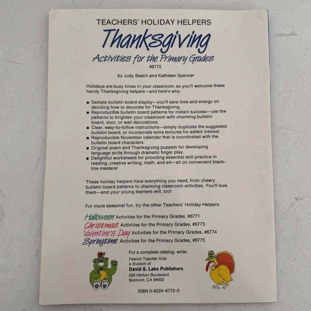 Fearon Halloween Thanksgiving Teachers Holiday Helpers Fall Activities Classroom